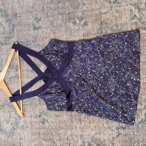 Express Design Studio Purple 100% Silk Cross back Top Sz L